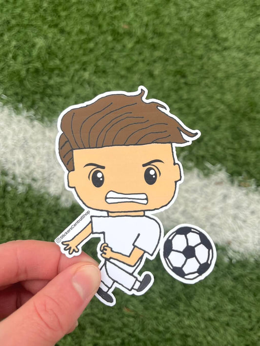 Real Madrid Shooter Soccer Player Sticker, white