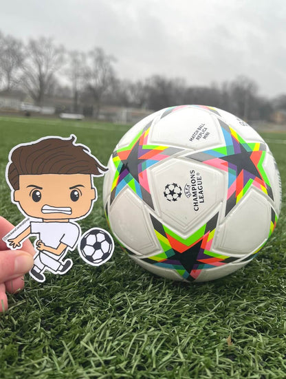 Real Madrid Shooting Soccer Player Sticker, white