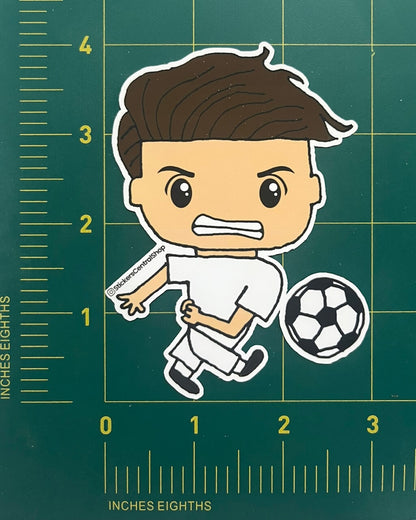 Real Madrid Shooting Soccer Player Sticker, white