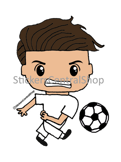 Real Madrid Shooting Soccer Player Sticker, white
