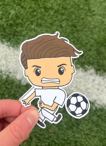 England Shooting Soccer Player Sticker, white