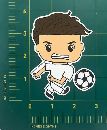 England Shooting Soccer Player Sticker, white