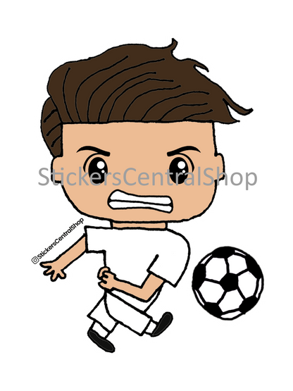 England Shooting Soccer Player Sticker, white