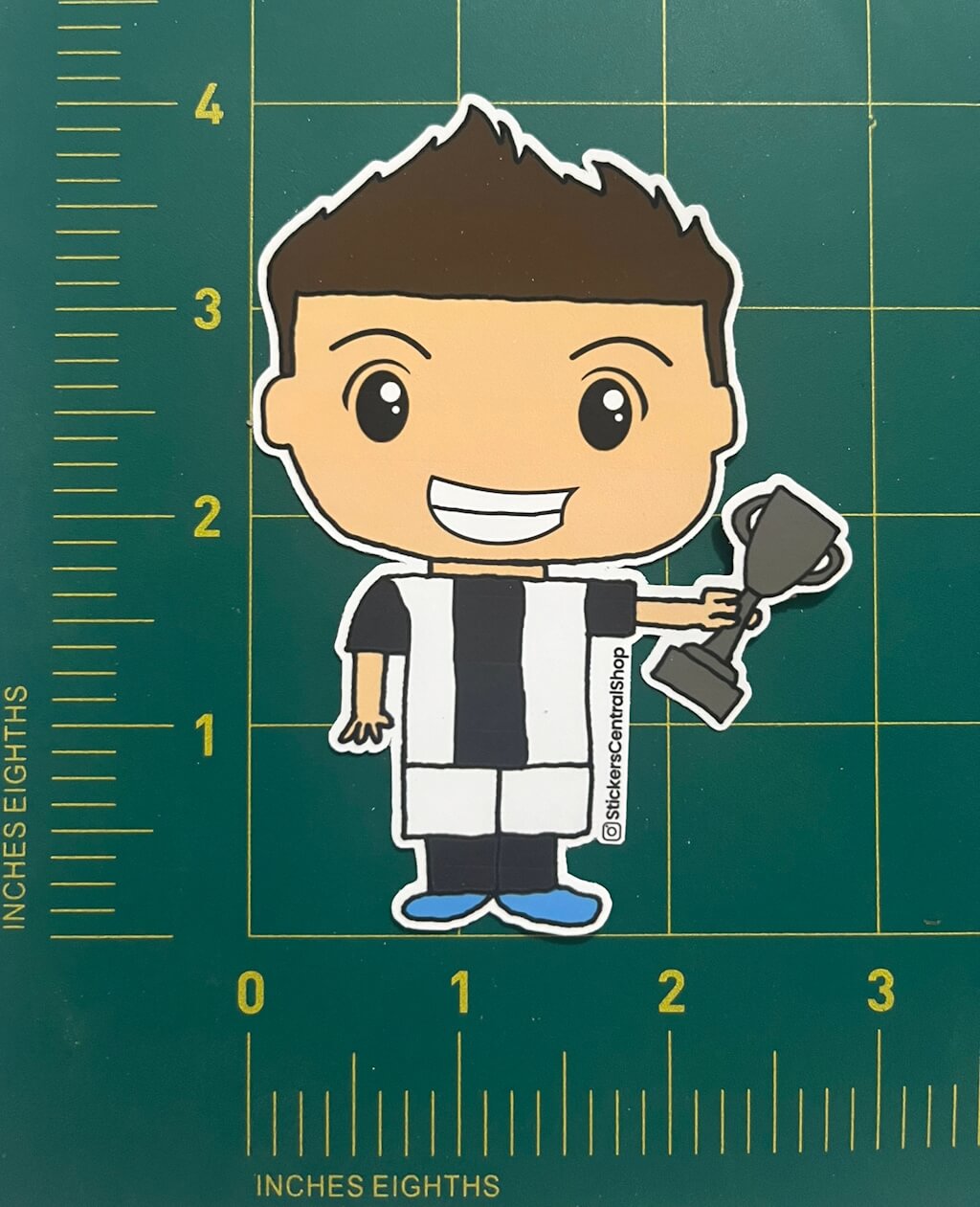 Juventus Champions Soccer Player Sticker, black and white with trophy