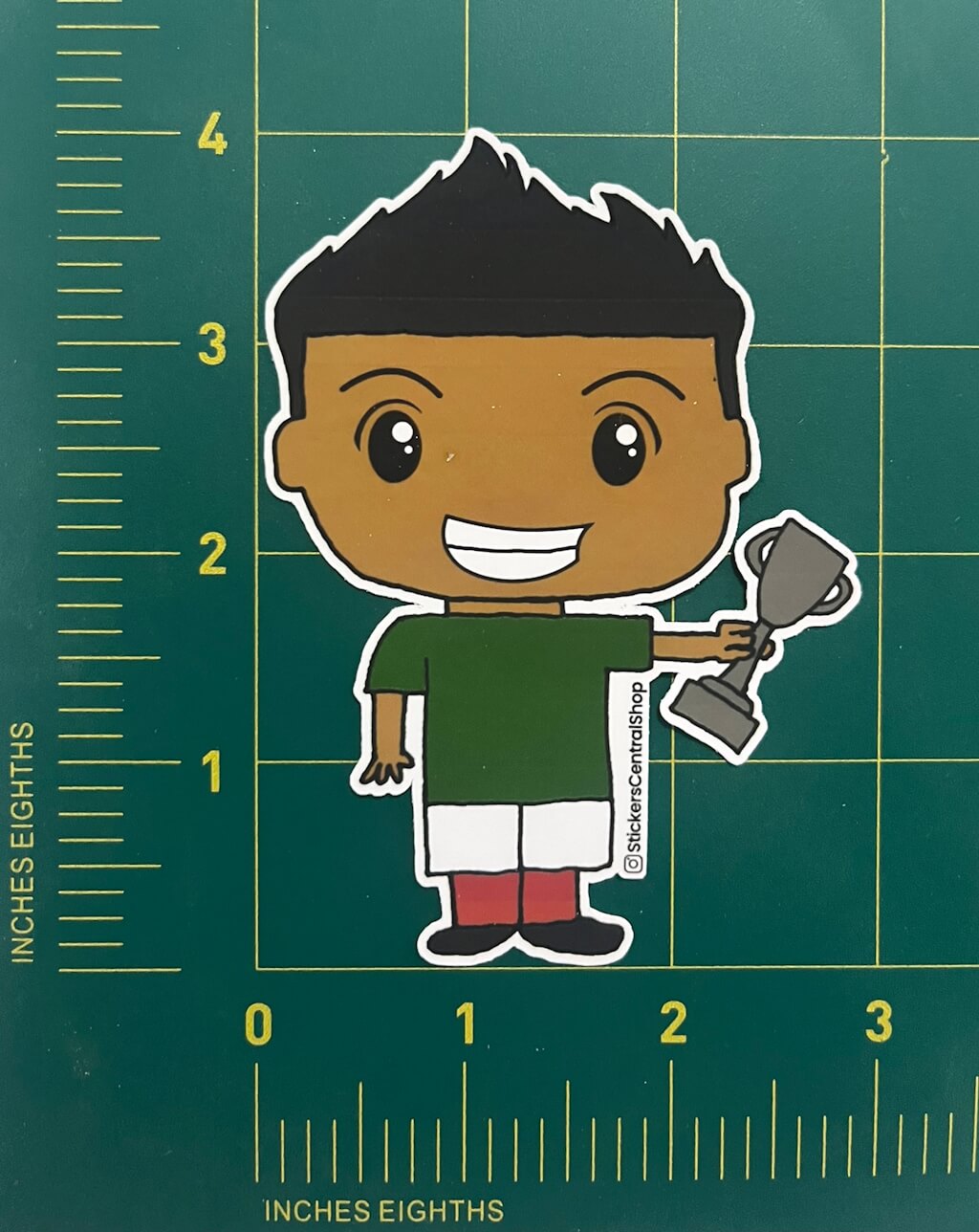 Mexico Champions Soccer Player Sticker, green and white with trophy