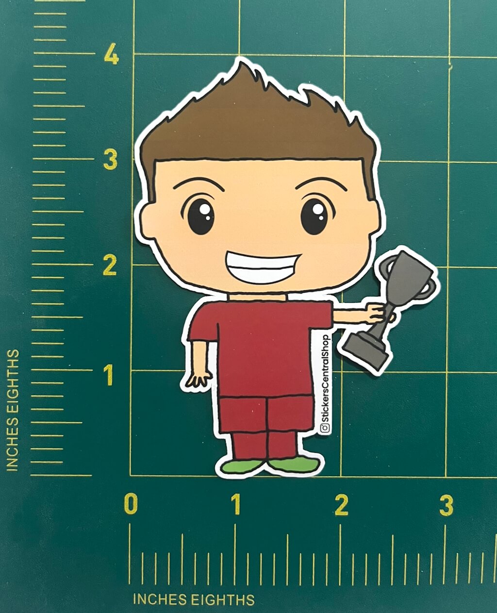 Liverpool Champions Soccer Player Sticker, red with trophy