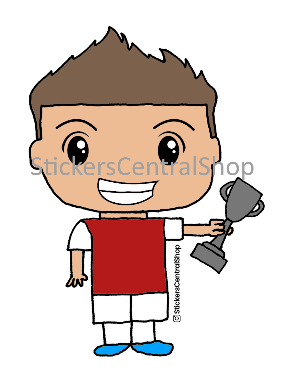 Arsenal Champions Soccer Player Sticker, red and white with trophy