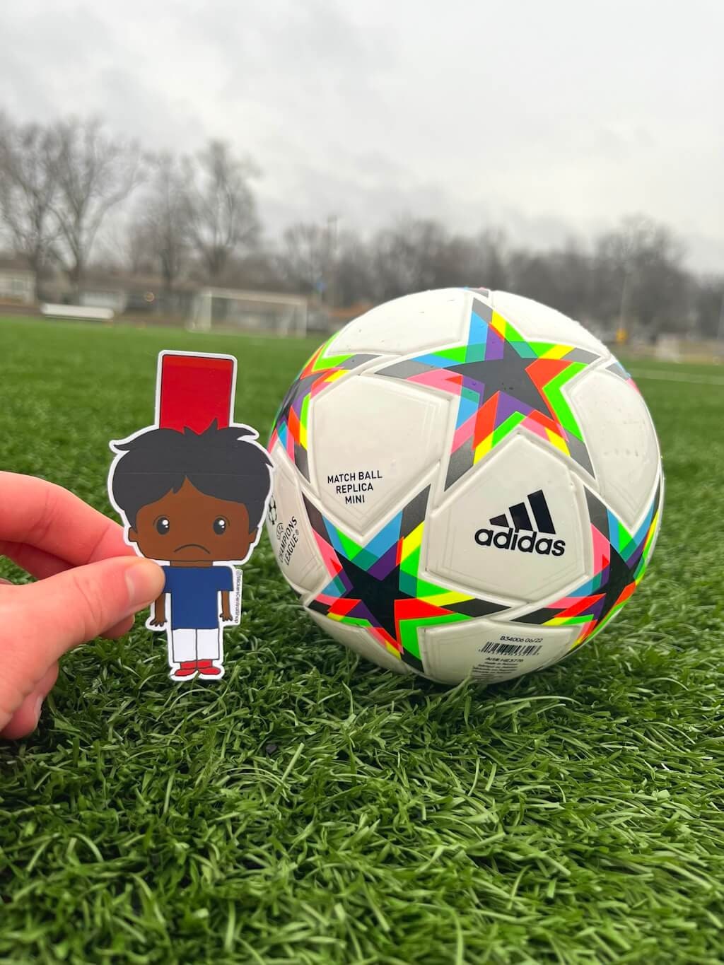 Red Card Soccer Player Sticker, blue and white - Stickers Central